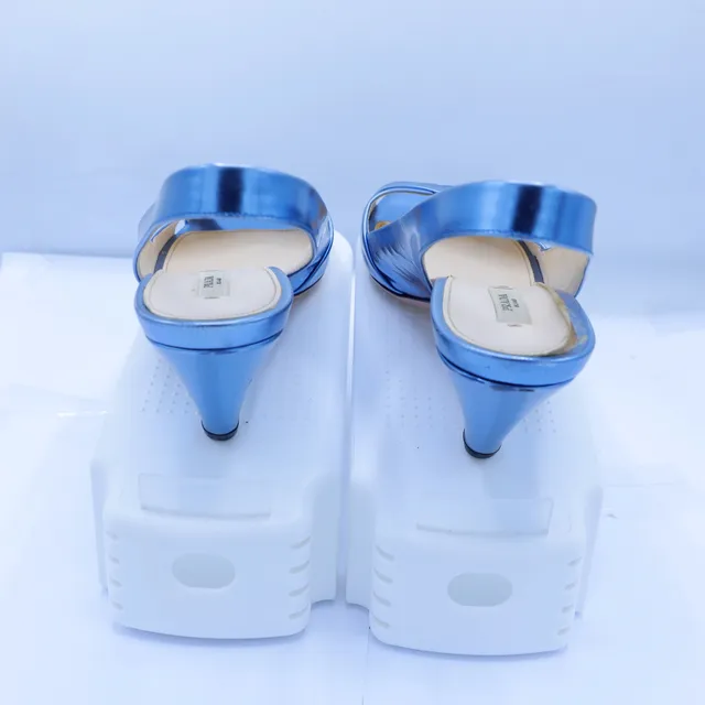 Prada Metallic Blue Patent Leather Sandals