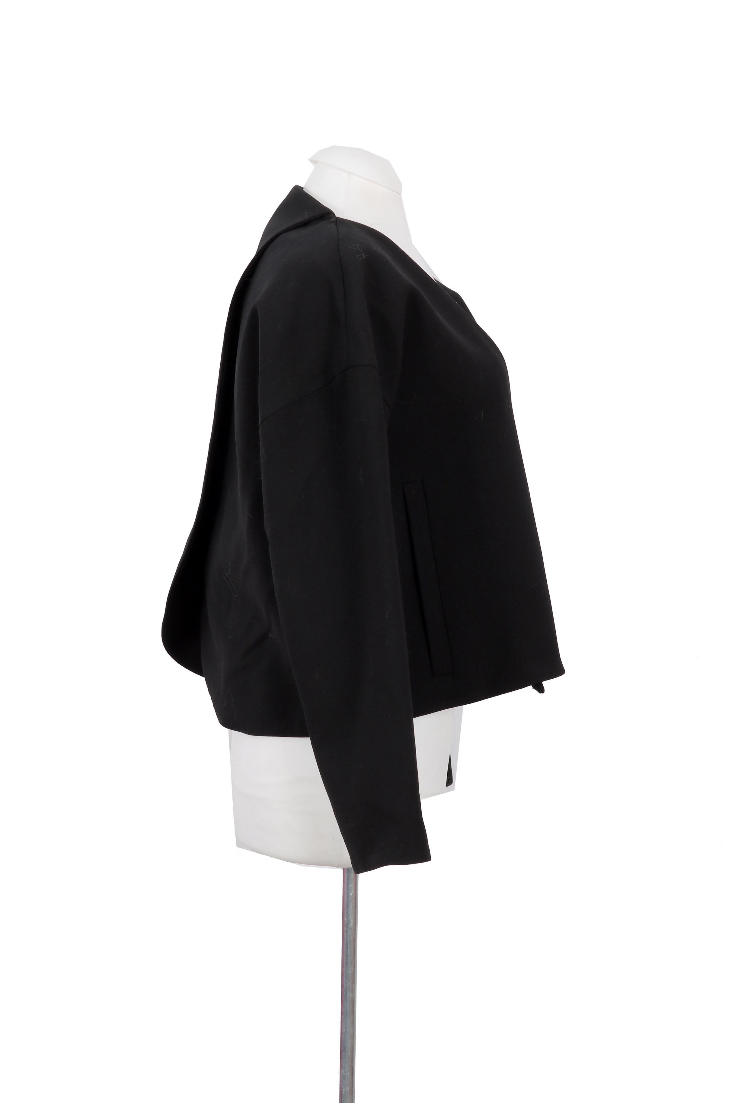 Balenciaga cropped black jacket with minimalist tailoring and a sleek single-button closure