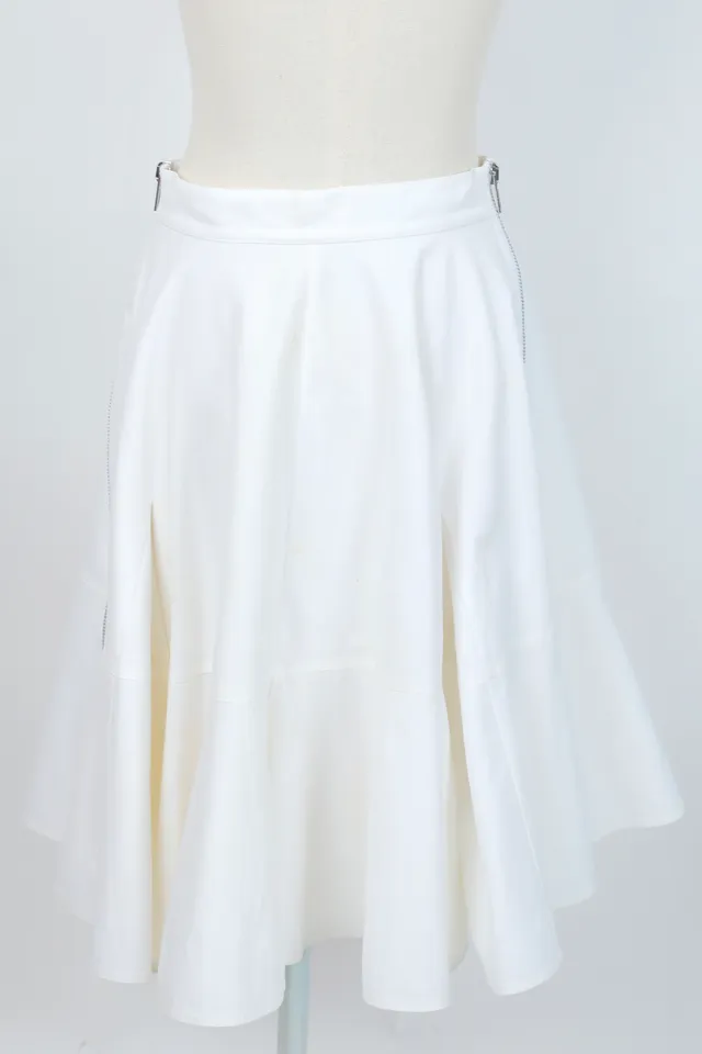 Givenchy White Leather Midi Skirt