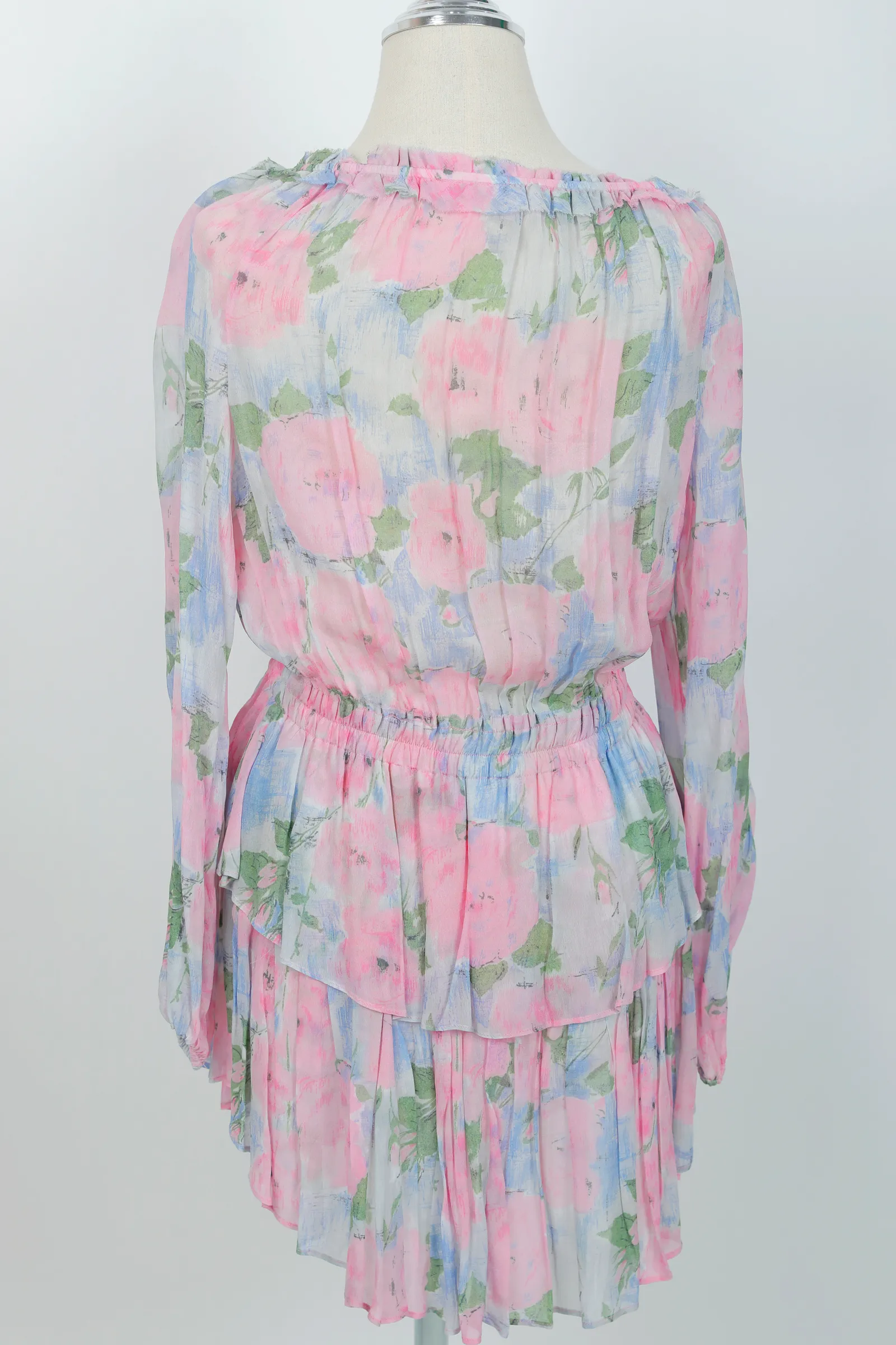 LoveShackFancy Pink Multicolour Floral Mini Dress