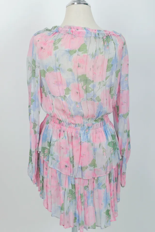 LoveShackFancy Pink Multicolour Floral Mini Dress