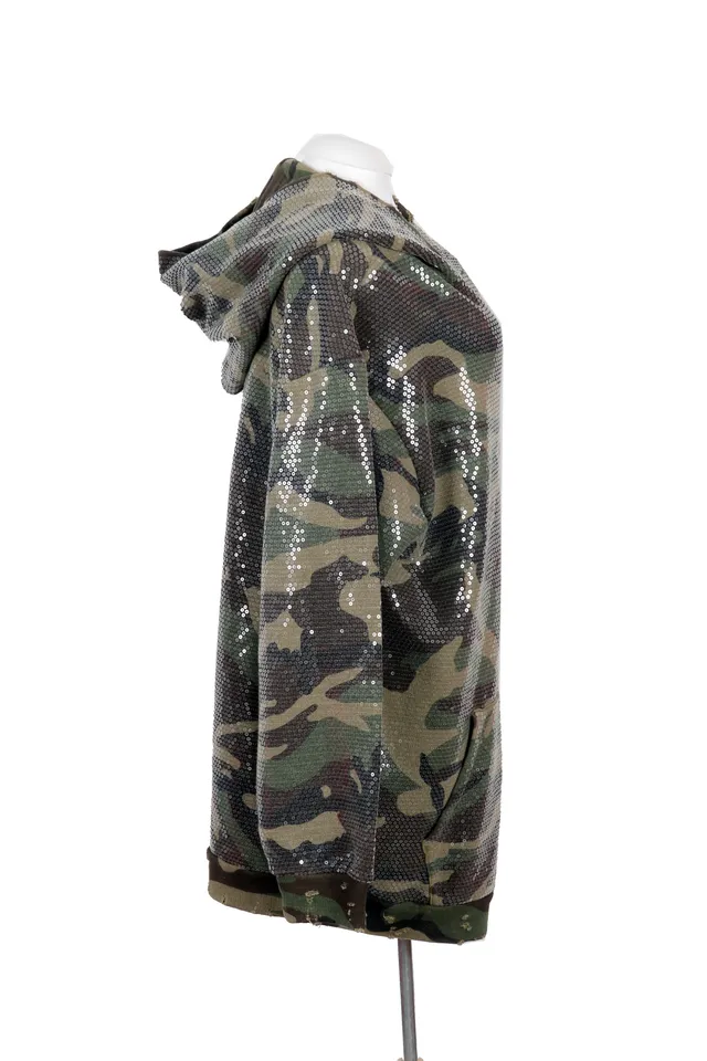 R13 Green Camouflage Sequined Hoodie