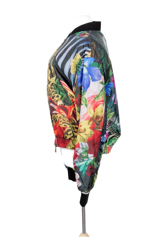 Roberto Cavalli Multicolour Floral Bomber Jacket