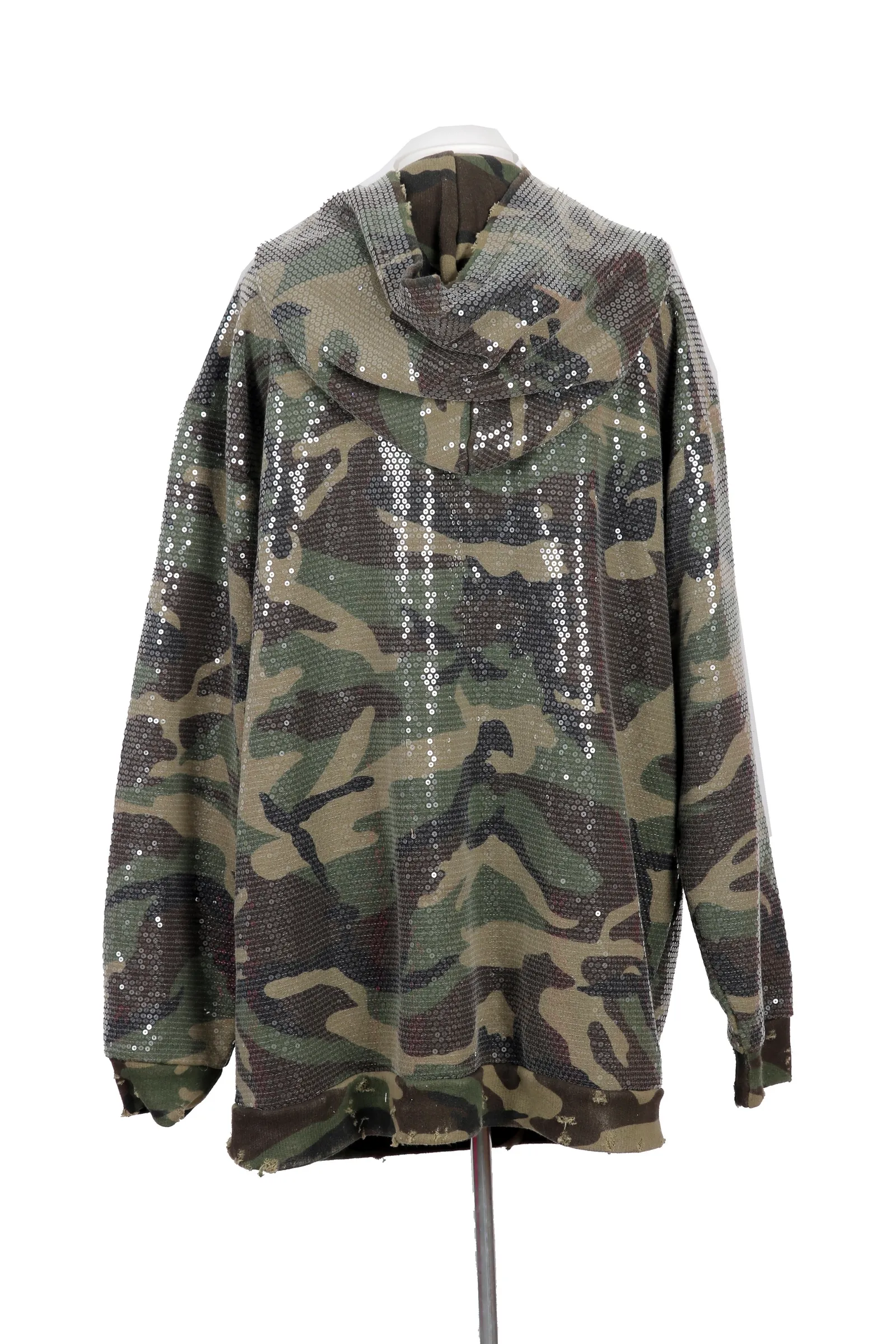 R13 Green Camouflage Sequined Hoodie