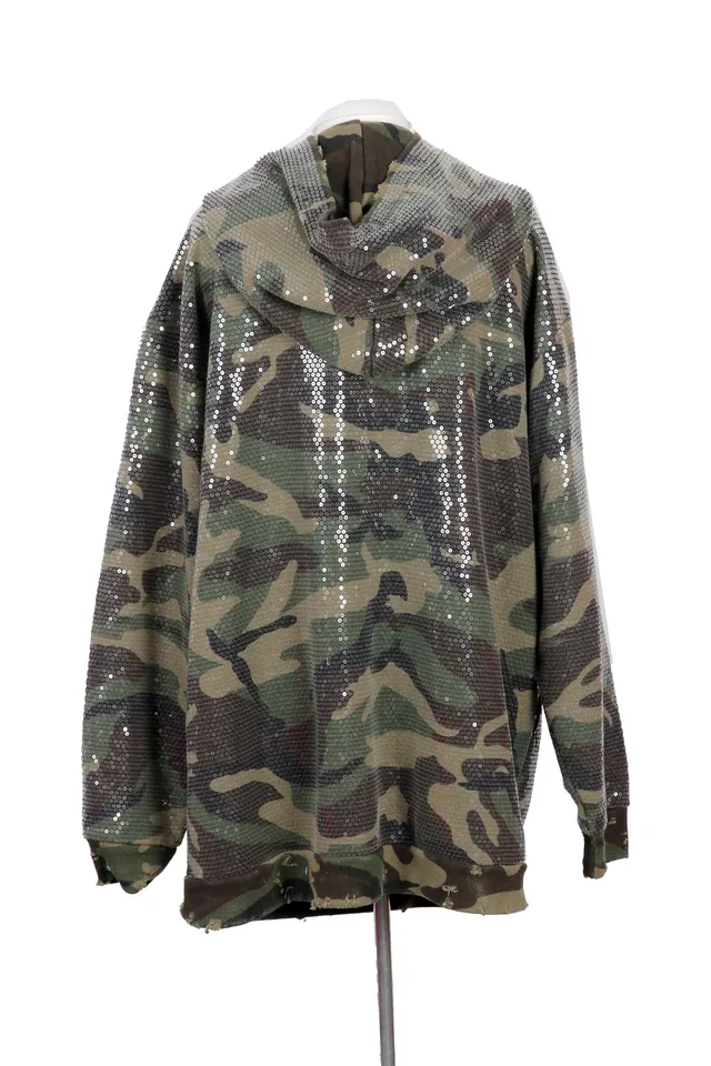 R13 Green Camouflage Sequined Hoodie