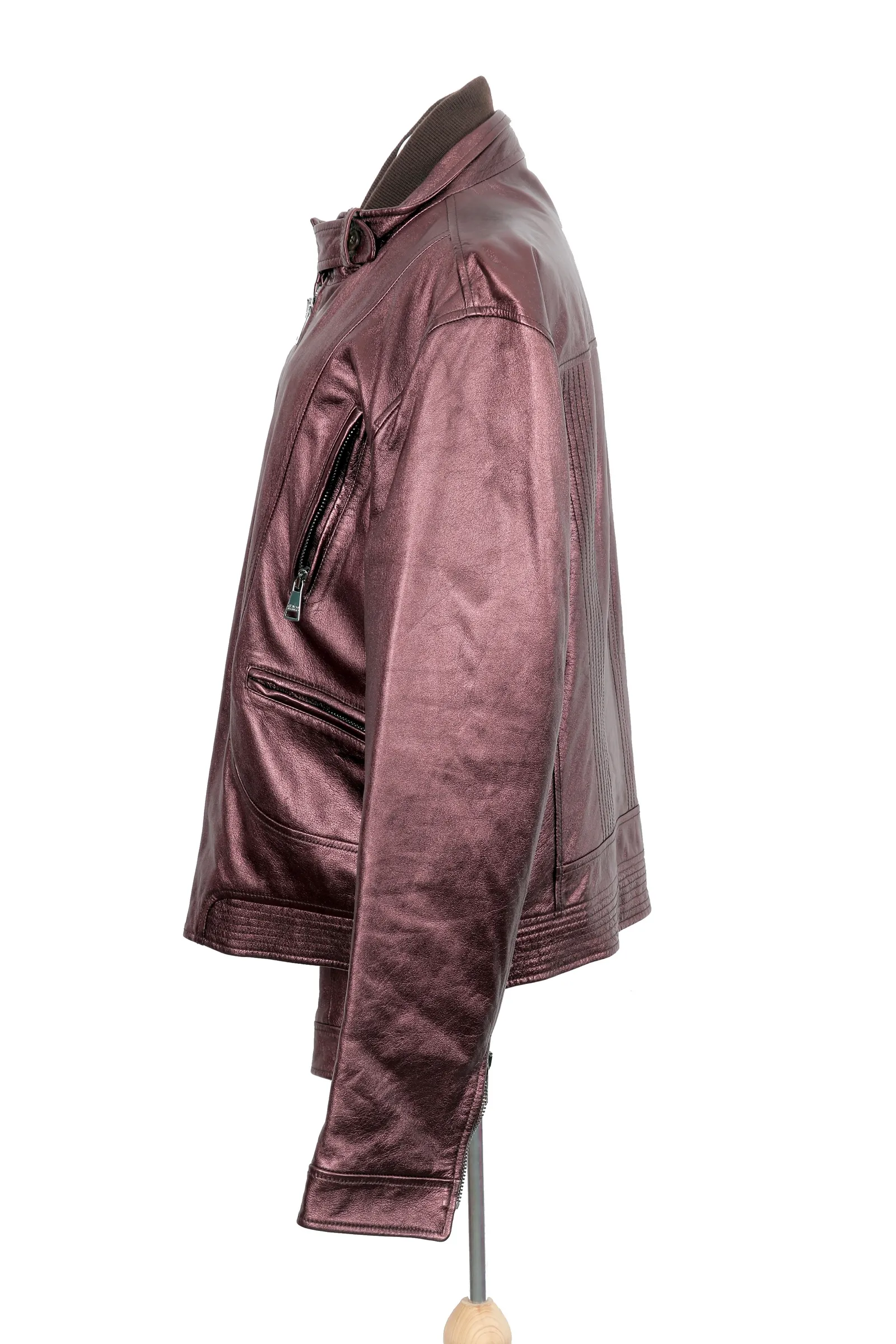 Dolce & Gabbana Metallic Burgundy Leather Jacket