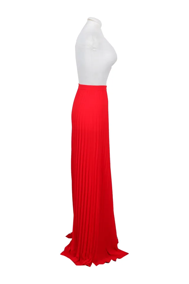 Uterque Red Polyester Maxi Skirt