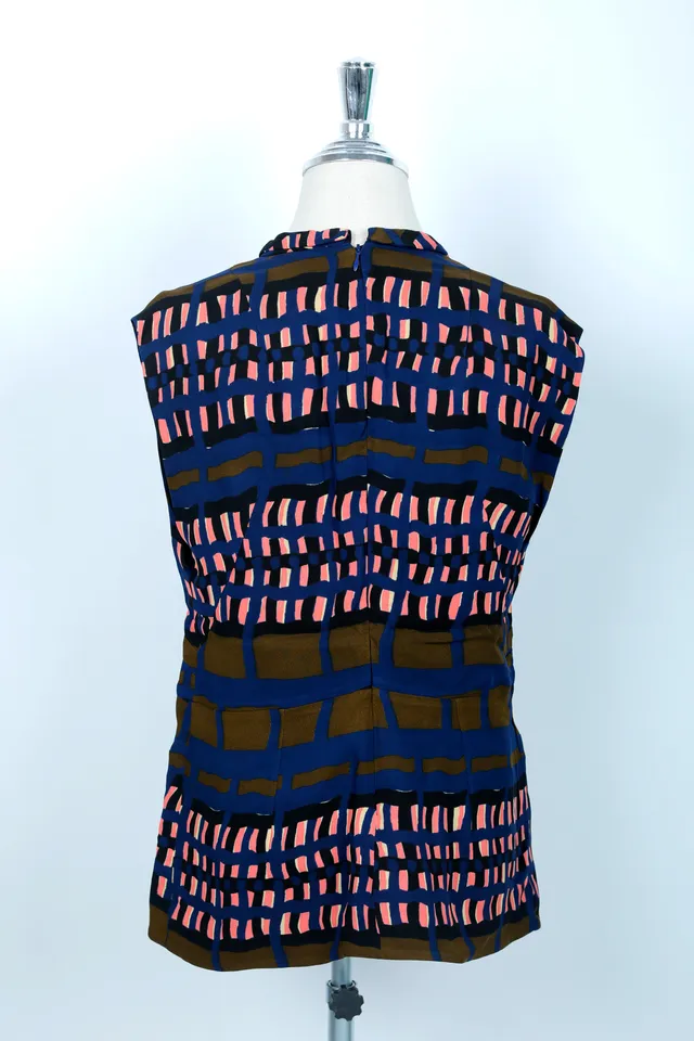 Marni Navy Abstract Print Top