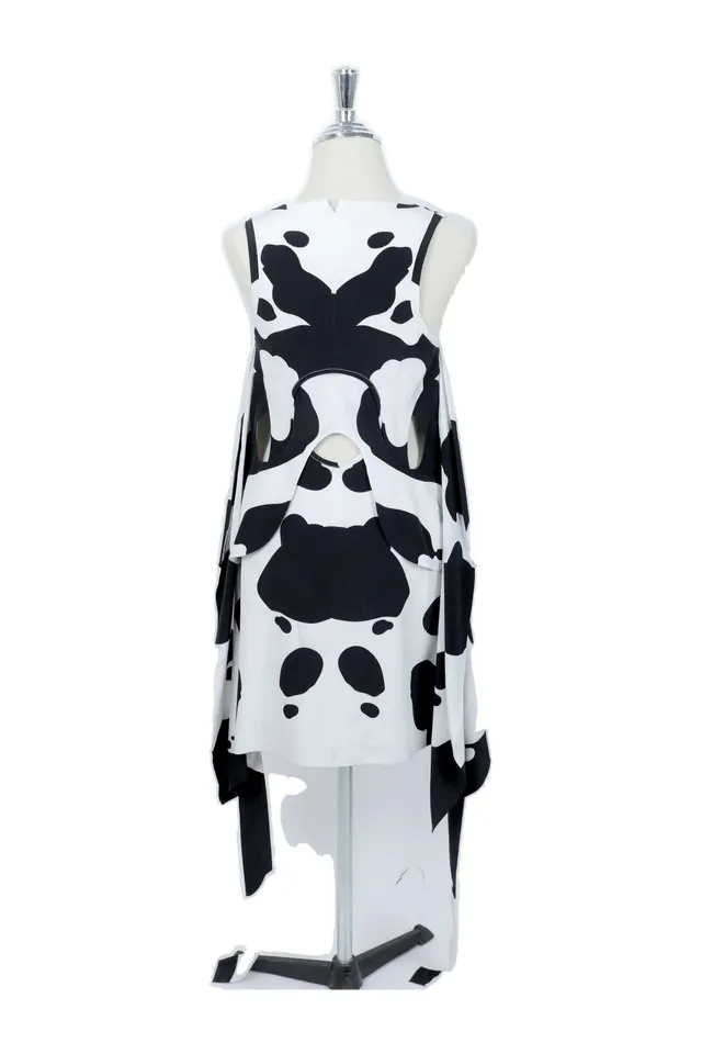 Burberry Black Abstract Print Midi Dress