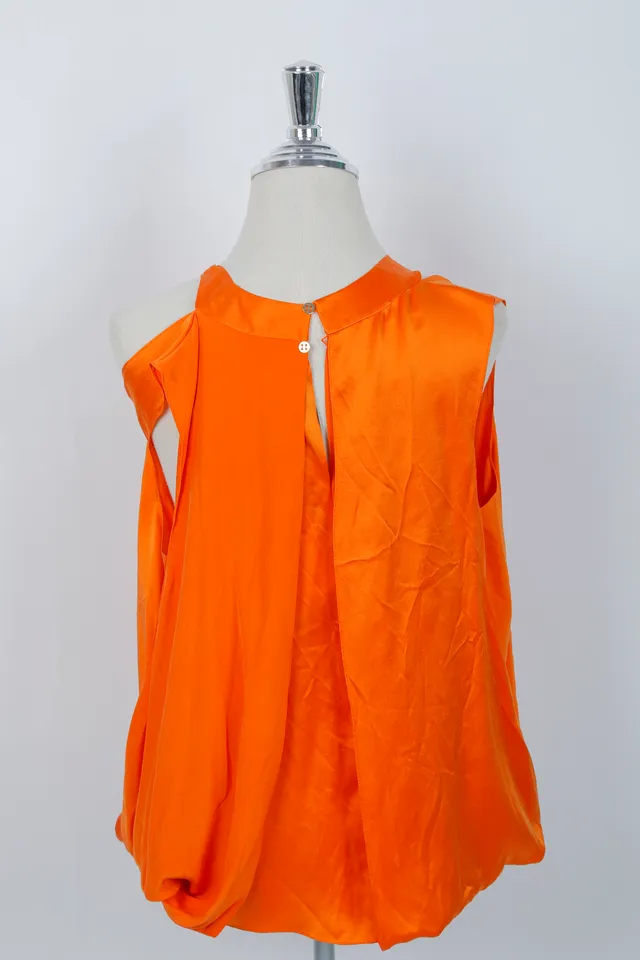 Maison Rabih Kayrouz Tangerine Orange Silk Top