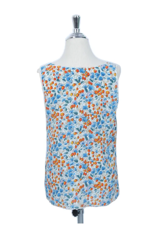 Dolce & Gabbana Blue & Orange Floral Silk Top