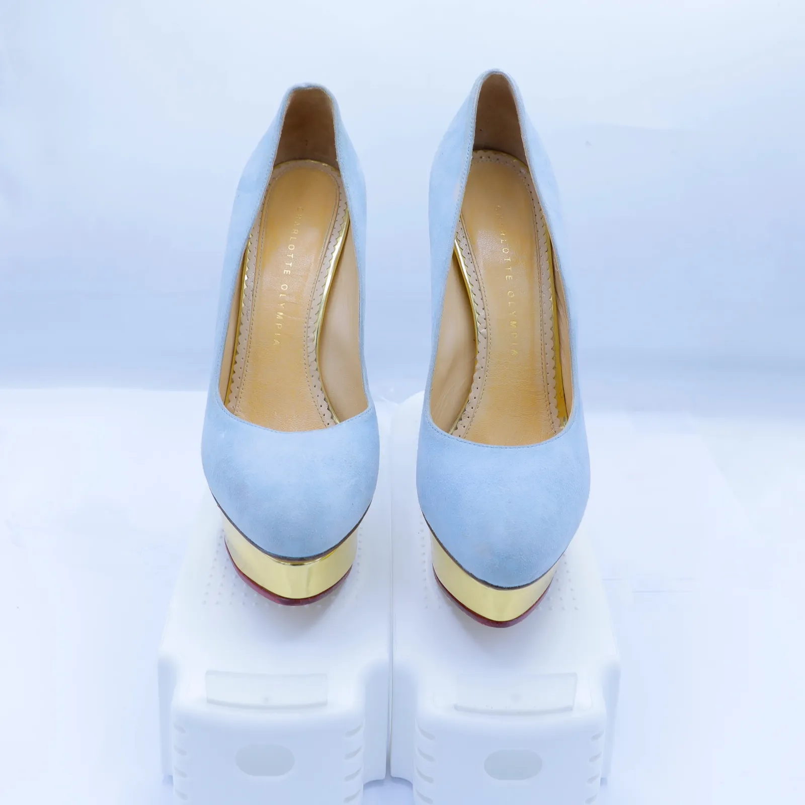 Charlotte Olympia Baby Blue Suede Pumps