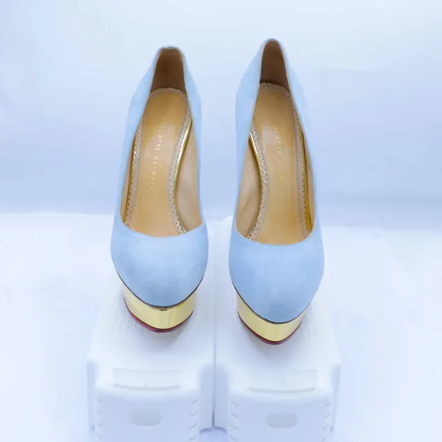 Charlotte Olympia Baby Blue Suede Pumps
