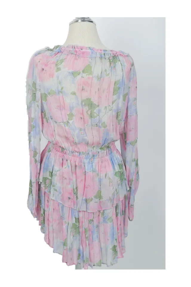 LoveShackFancy Pink Multicolour Floral Mini Dress