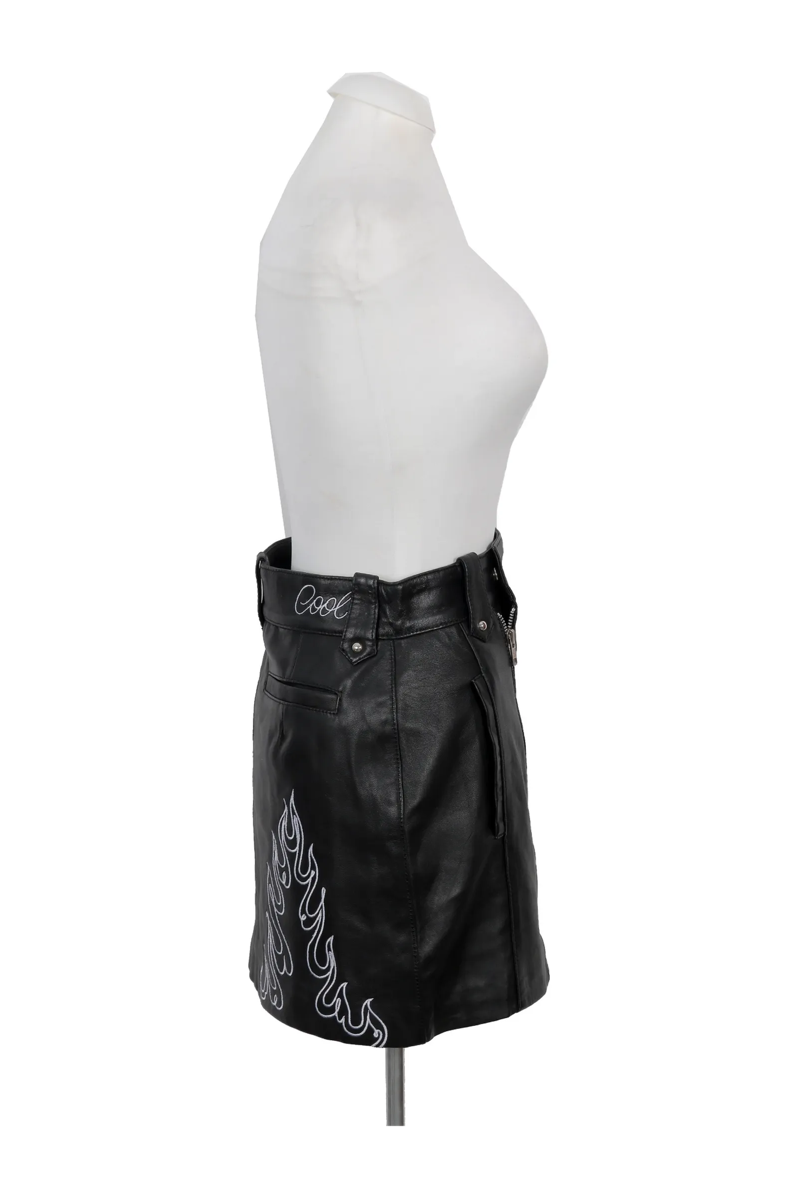 Understated Leather Black Floral Skirt