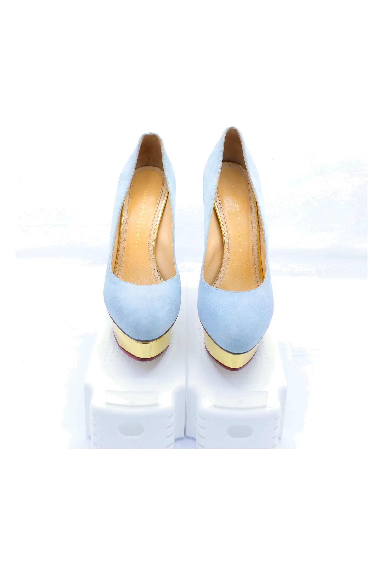 Charlotte Olympia Baby Blue Suede Pumps
