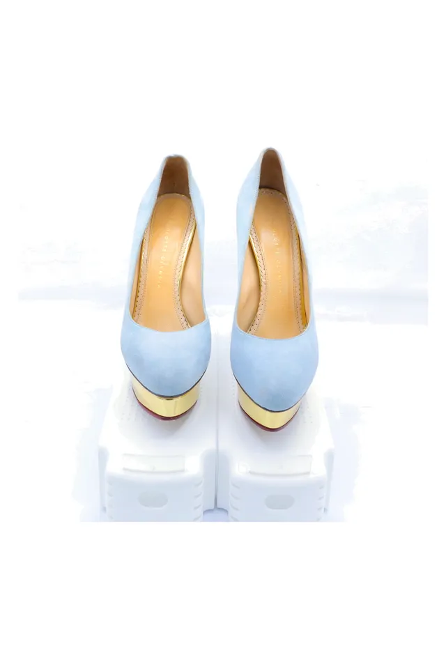 Charlotte Olympia Baby Blue Suede Pumps