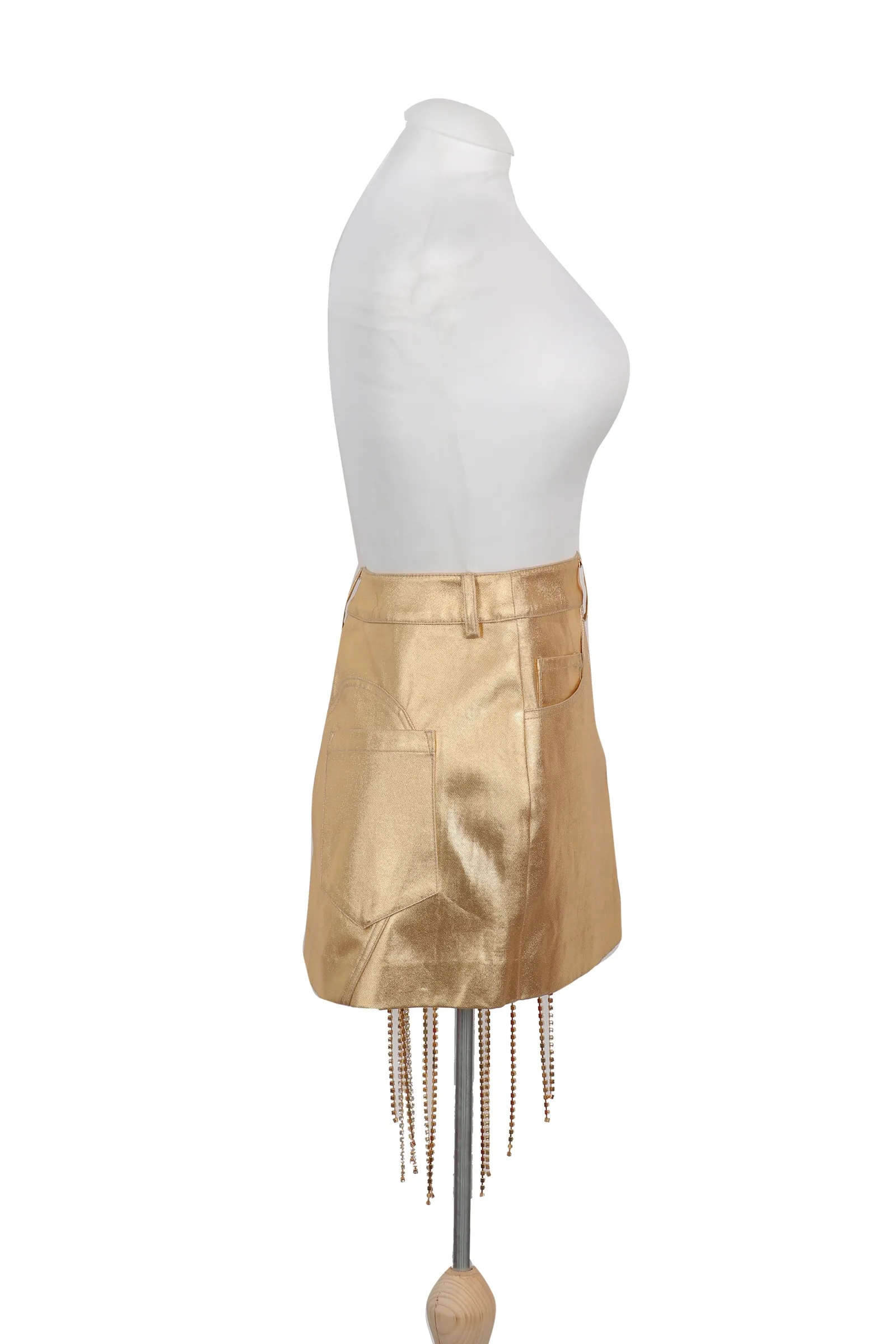 Area Gold Metallic Mini Skirt