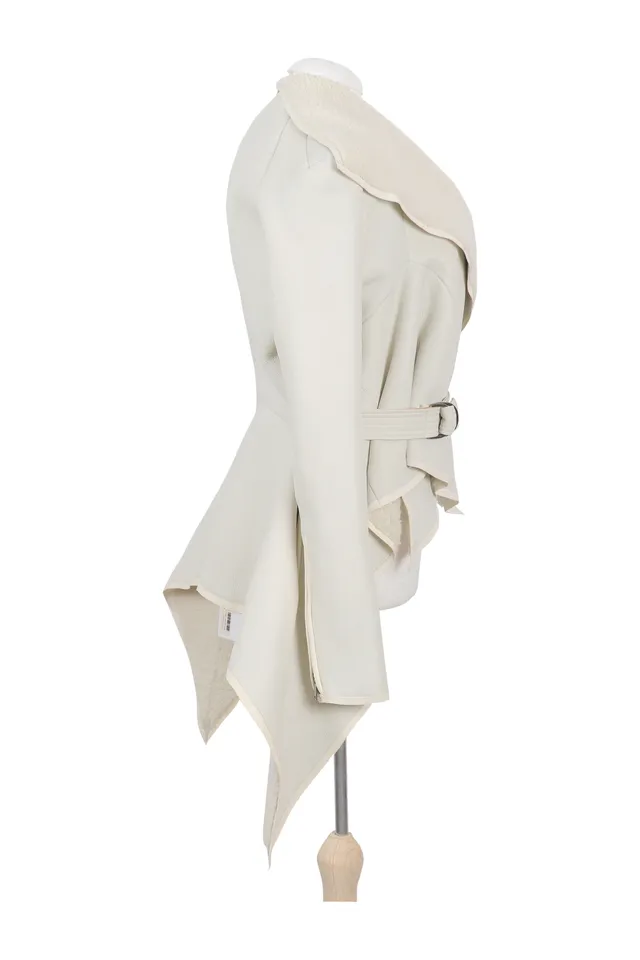 Rick Owens Ivory White Shearling Jacket