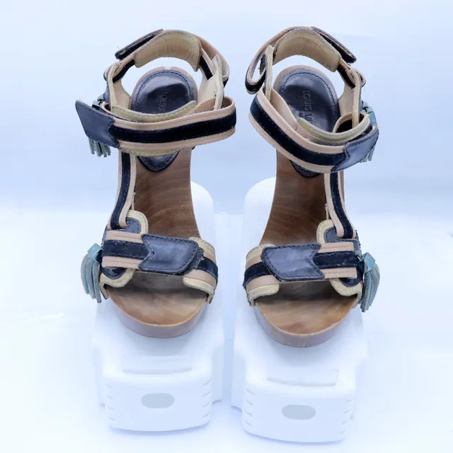 Louis Vuitton Navy Leather Sandals