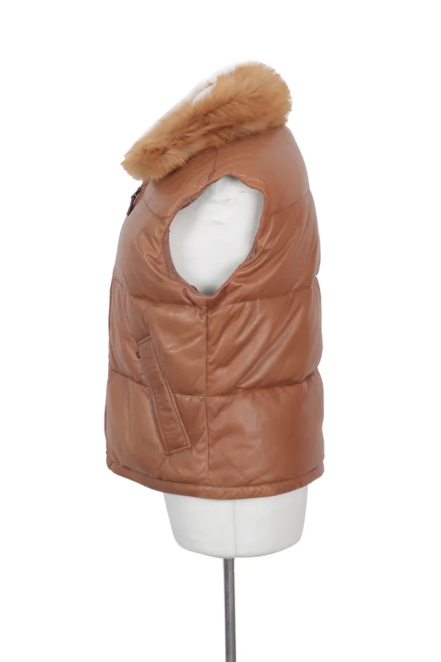 Ralph Lauren Brown Lambskin Puffer Jacket