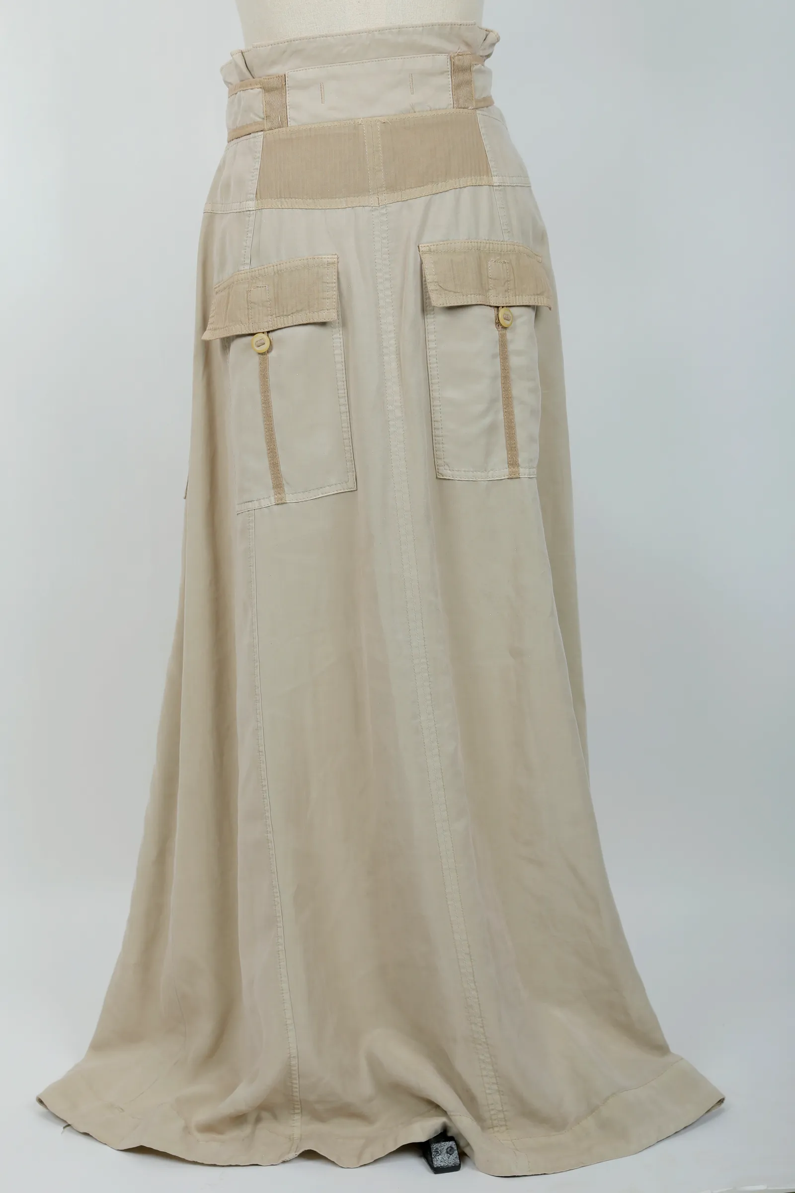 Free People Khaki Beige Cotton Maxi Skirt