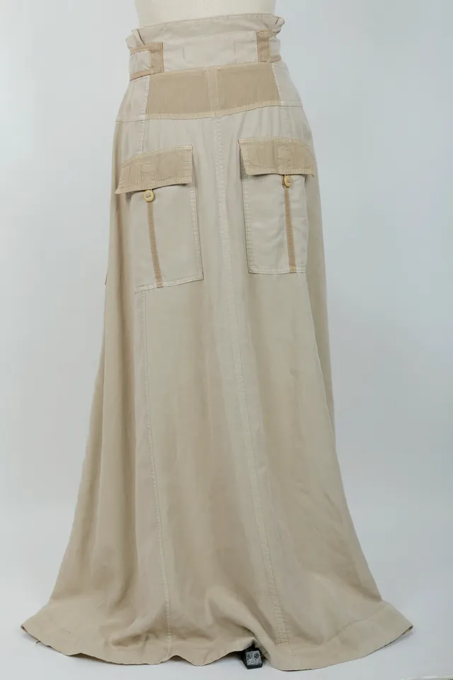 Free People Khaki Beige Cotton Maxi Skirt