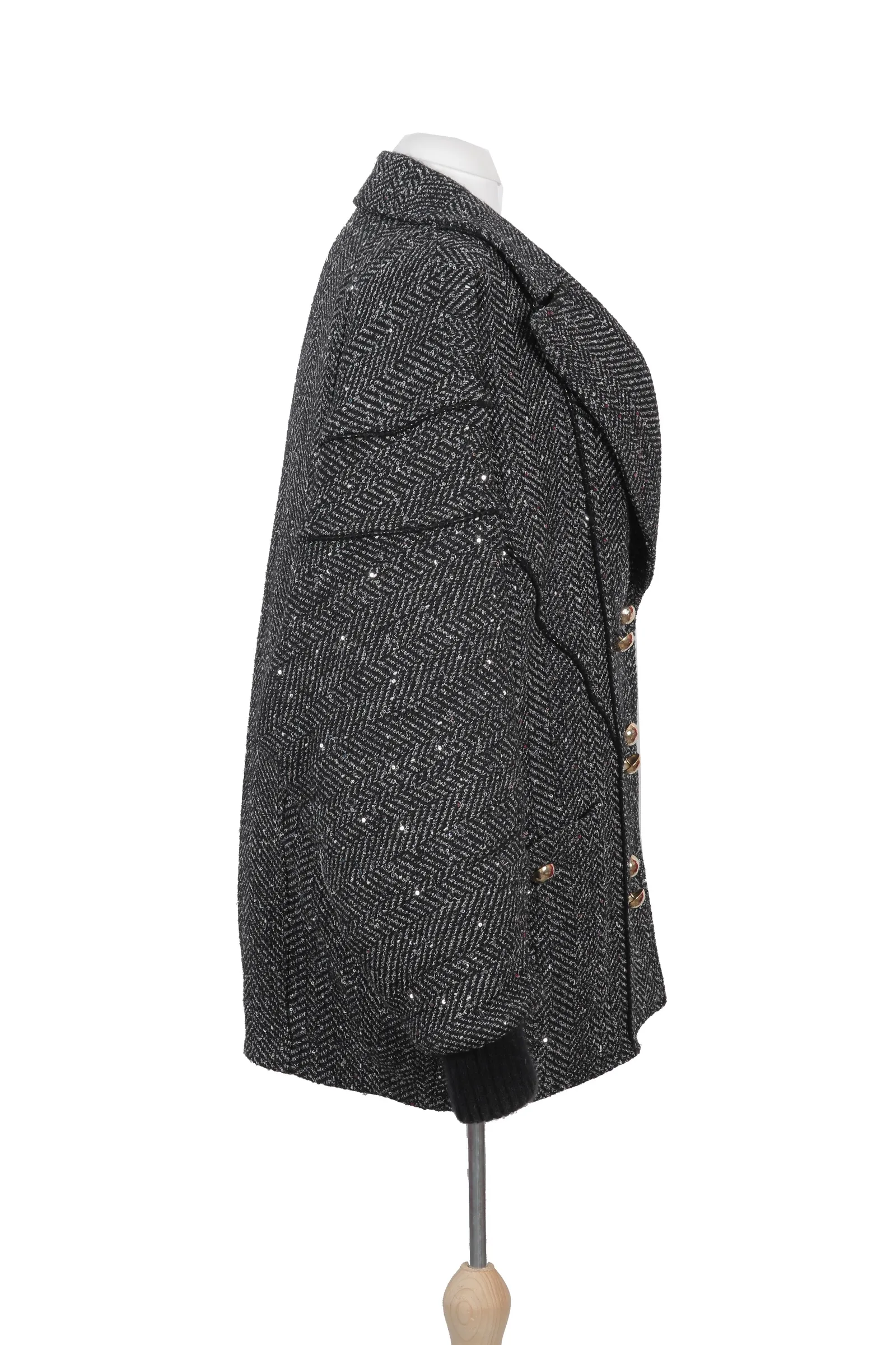 Alessandra Rich Black Fur Coat