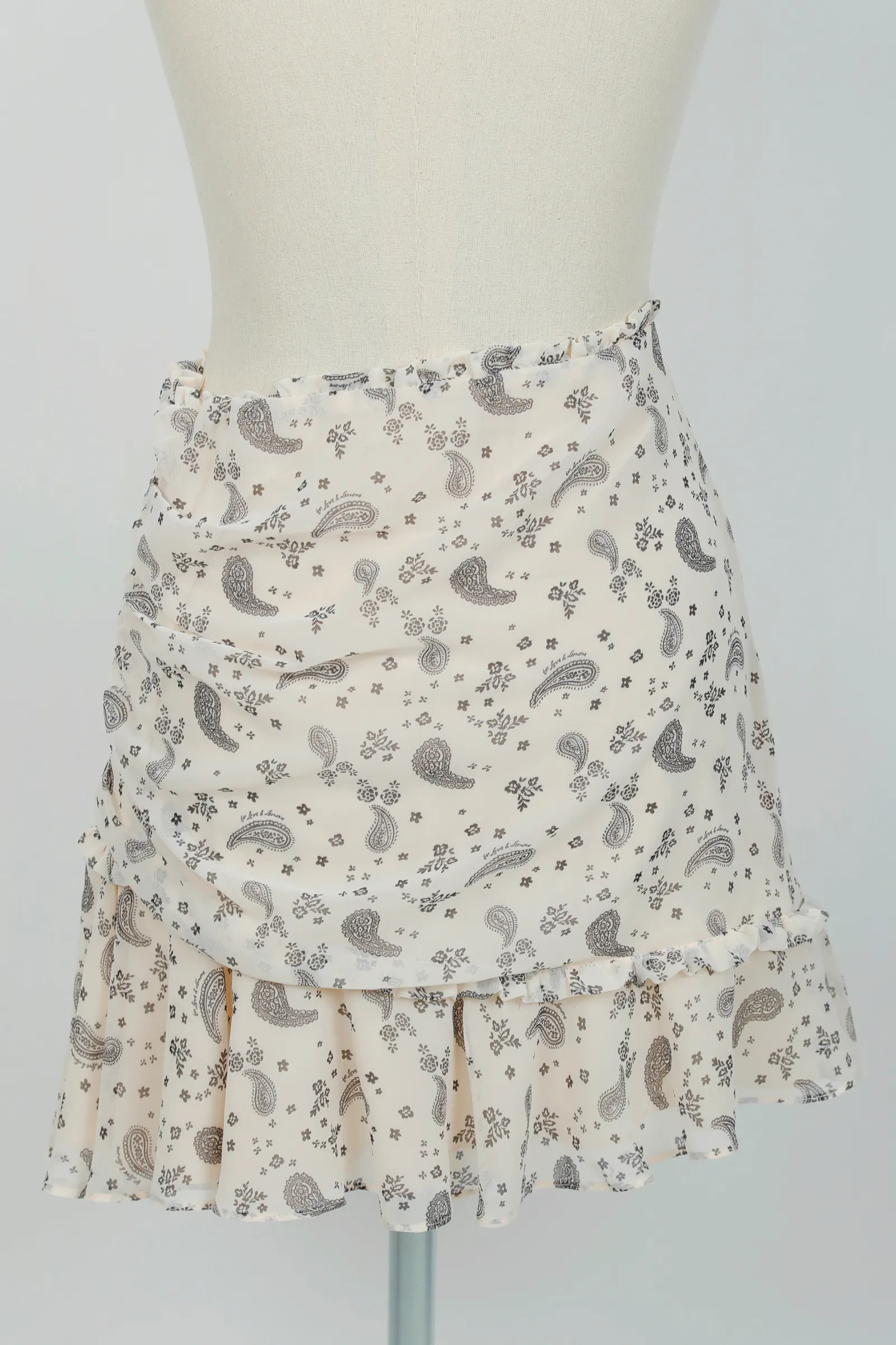 For Love & Lemons Cream Paisley Mini Skirt