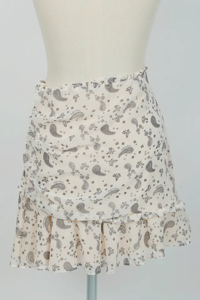 For Love & Lemons Cream Paisley Mini Skirt