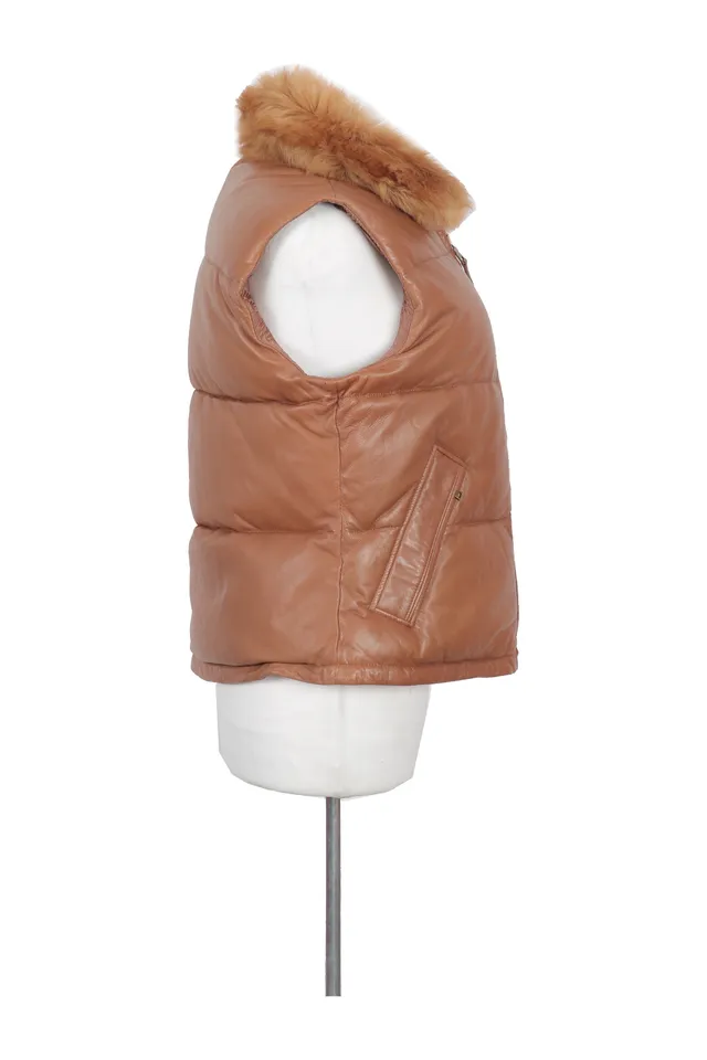 Ralph Lauren Brown Lambskin Puffer Jacket