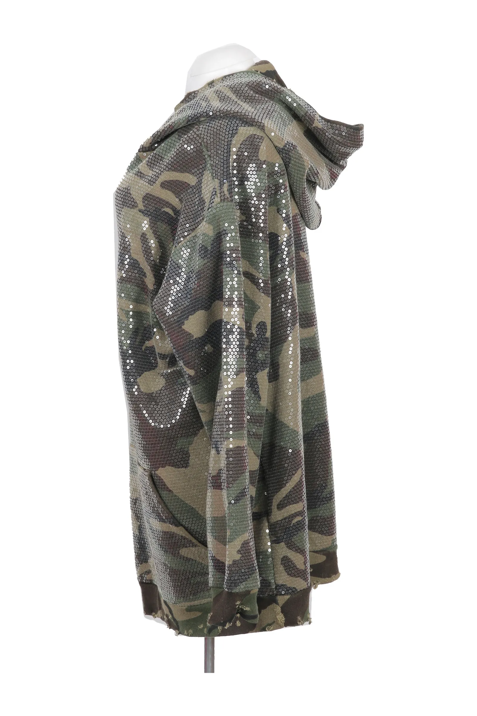 R13 Green Camouflage Sequined Hoodie