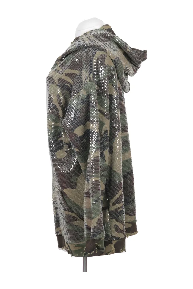 R13 Green Camouflage Sequined Hoodie