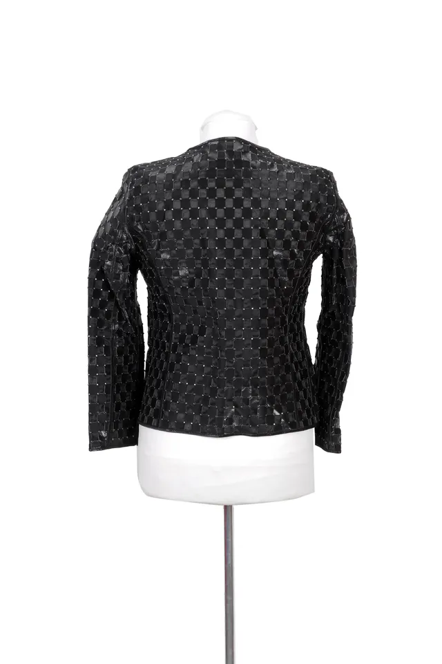 Giorgio Armani Black Check Leather Jacket
