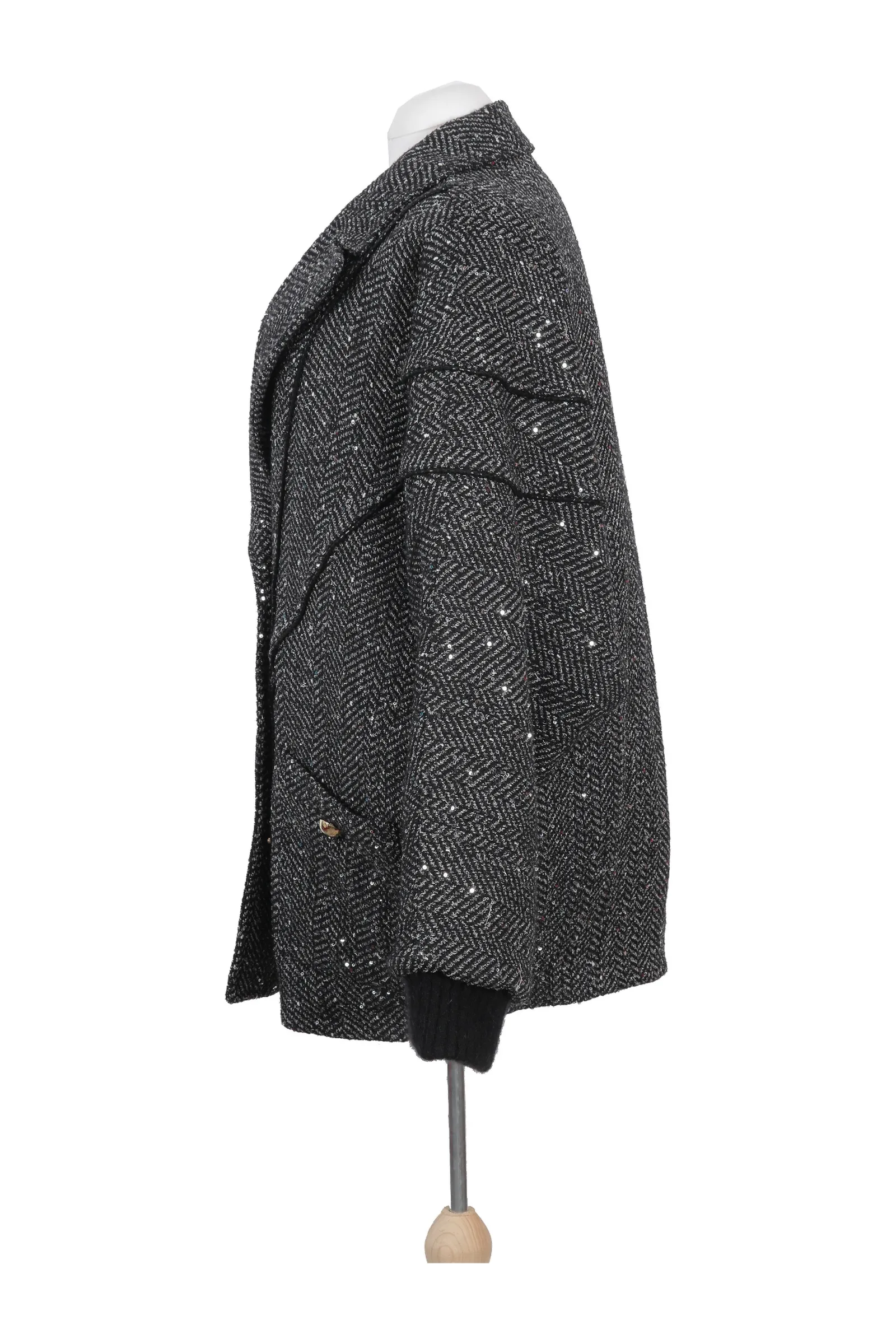 Alessandra Rich Black Fur Coat