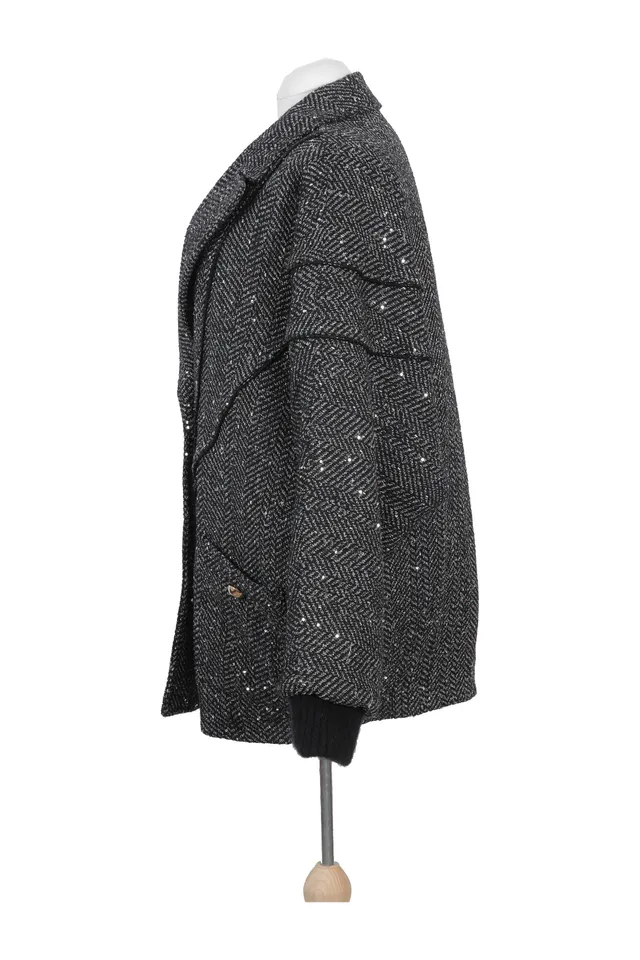 Alessandra Rich Black Fur Coat