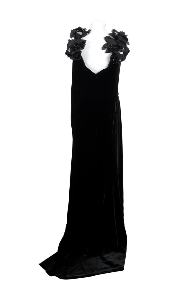 Marchesa Black Floral Gown