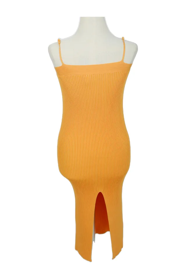 Jonathan Simkhai Saffron Yellow Ribbed Midi Dress