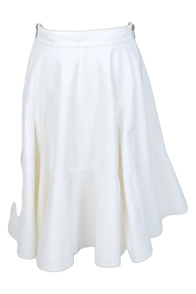 Givenchy White Leather Midi Skirt