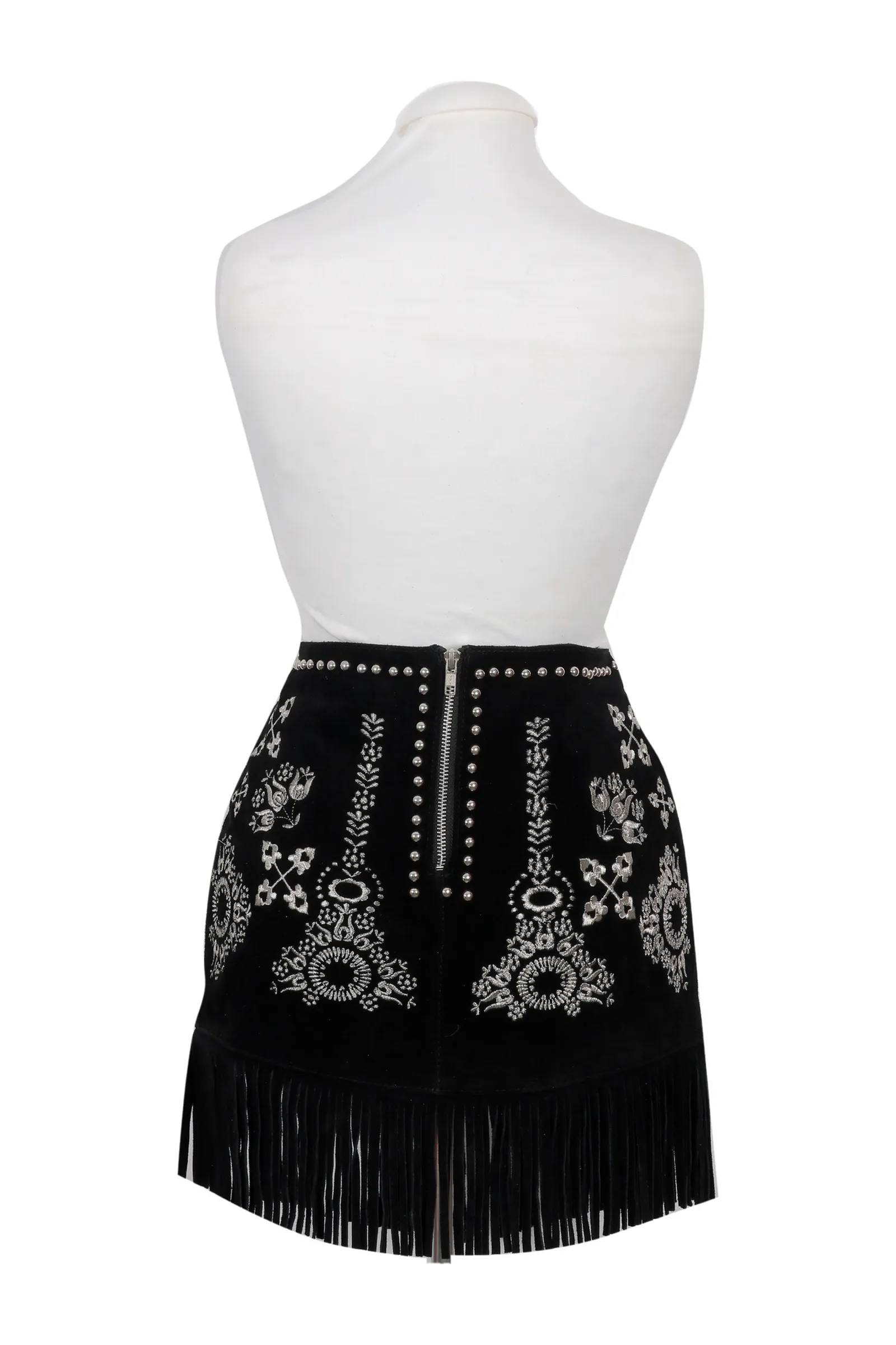 Understated Leather Black Floral Mini Skirt
