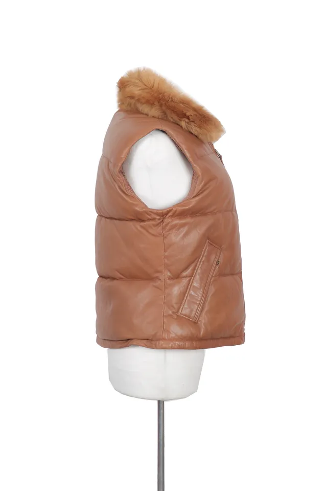 Ralph Lauren Brown Lambskin Puffer Jacket