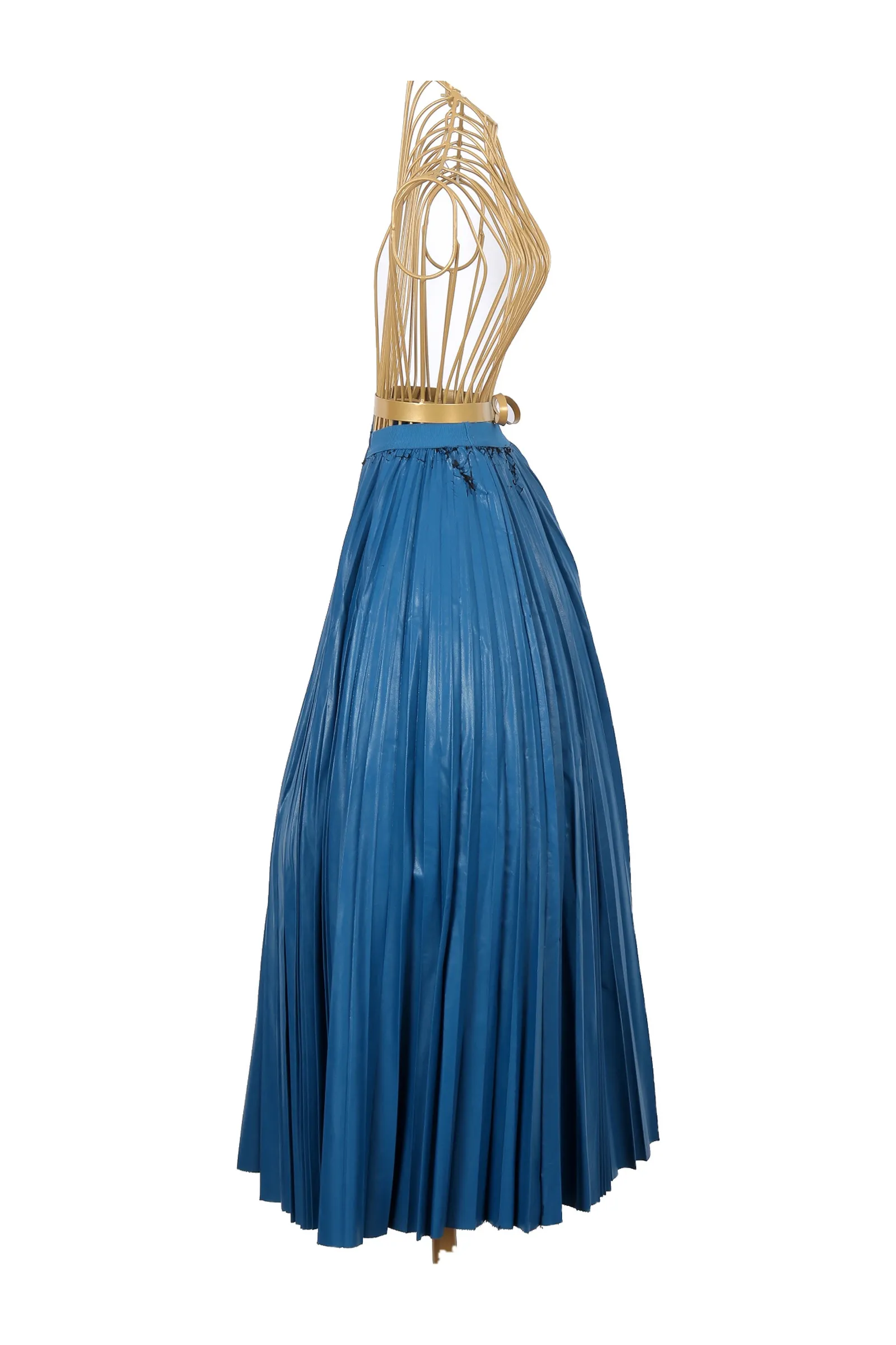 Pinko Blue Leather Midi Skirt