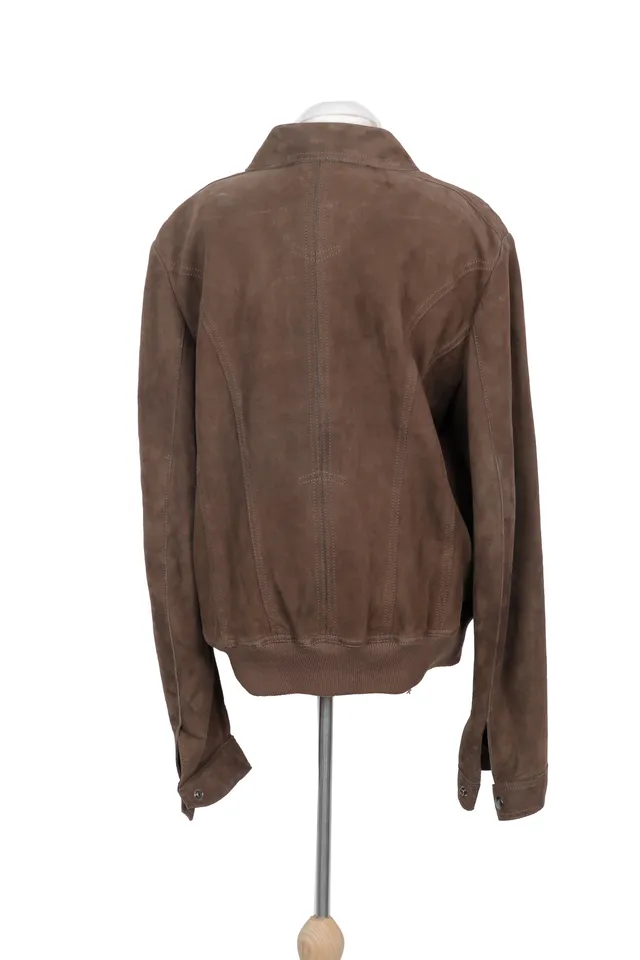 Dolce & Gabbana Brown Ribbed Leather Jacket