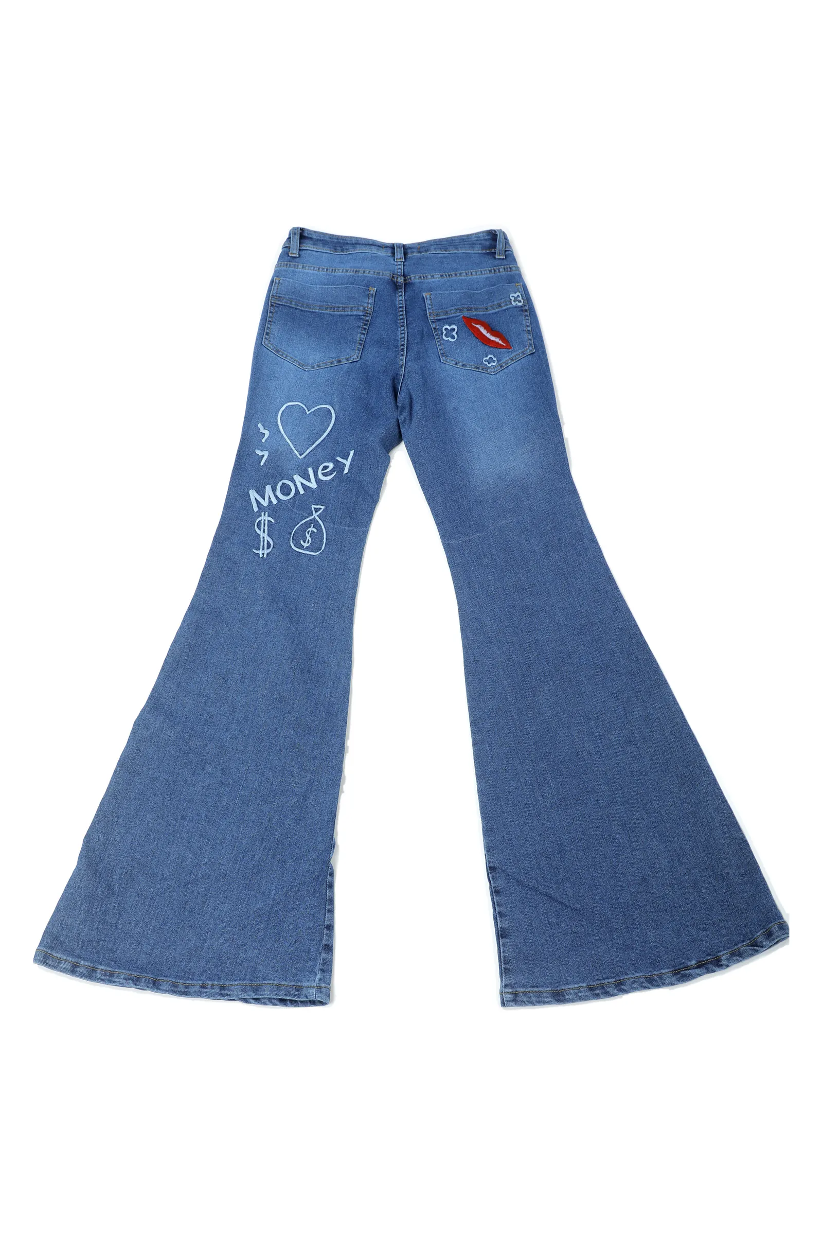 Ecaille Medium Blue Denim Embroidered Jeans