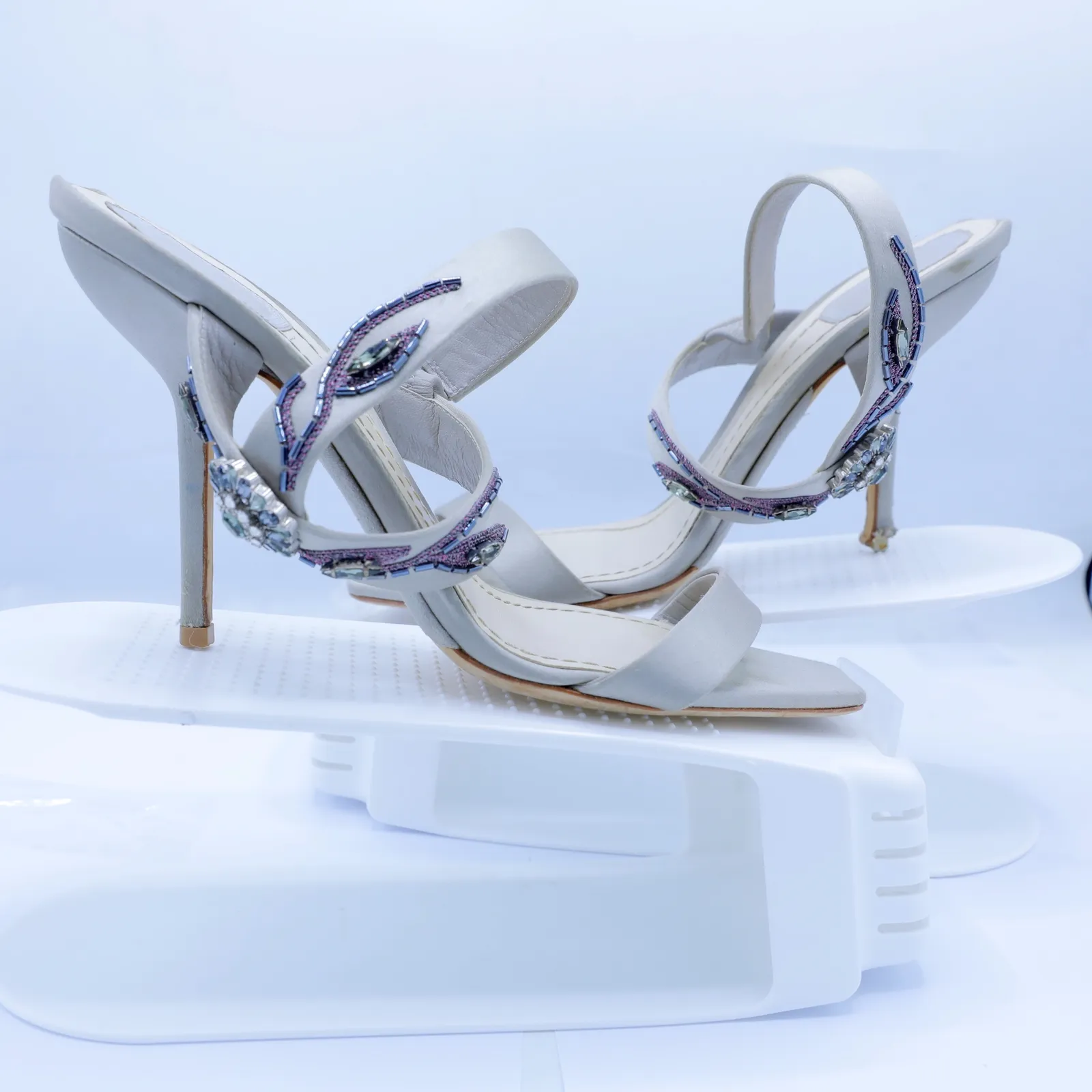 Christian Dior Grey Embellished Sandals