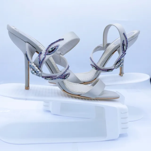 Christian Dior Grey Embellished Sandals