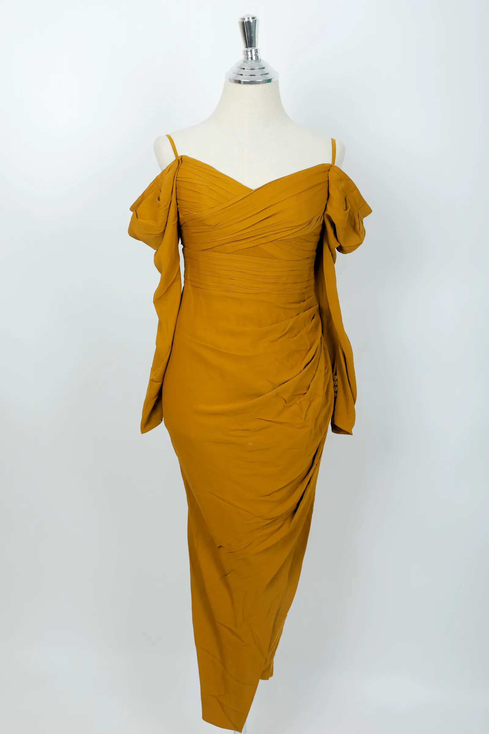 Self-Portrait Ochre Crepe Maxi Dress