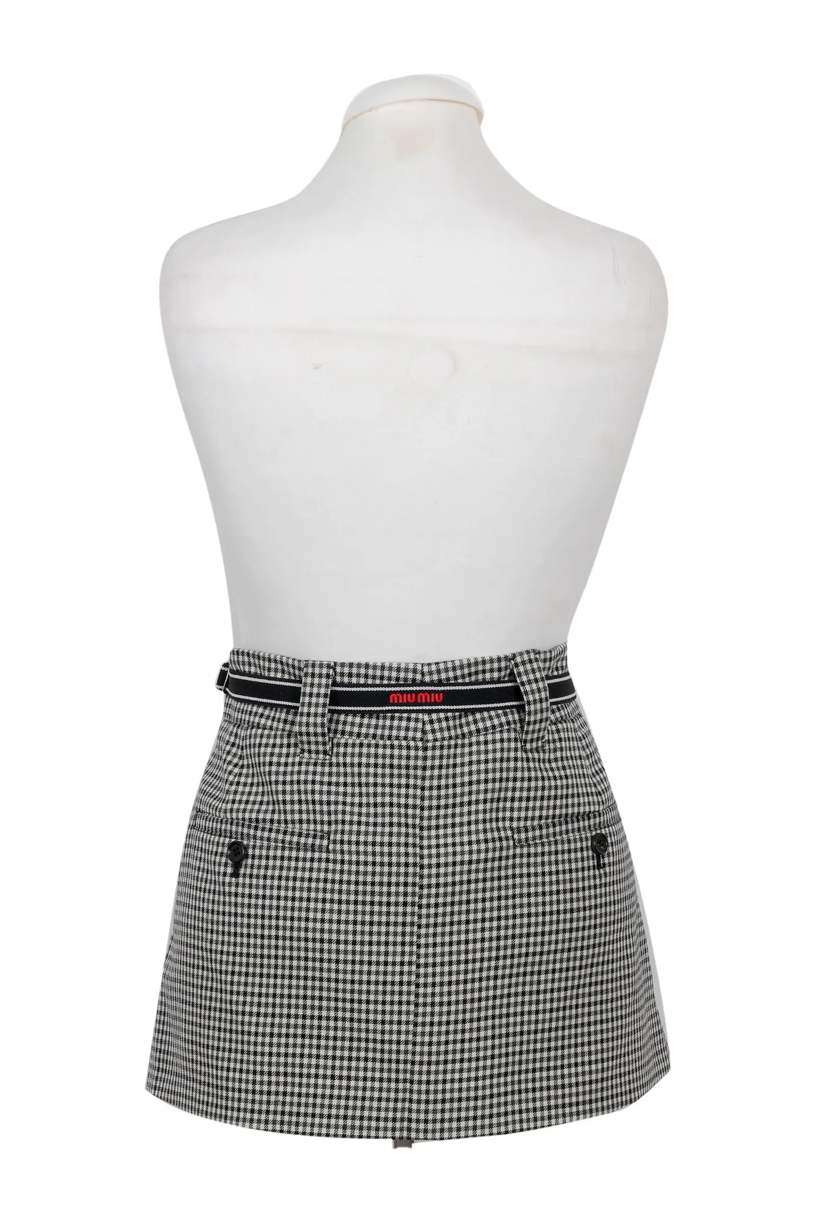 Miu Miu Black & White Houndstooth Mini Skirt
