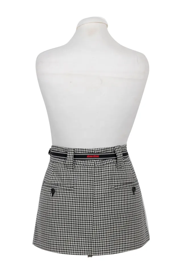 Miu Miu Black & White Houndstooth Mini Skirt