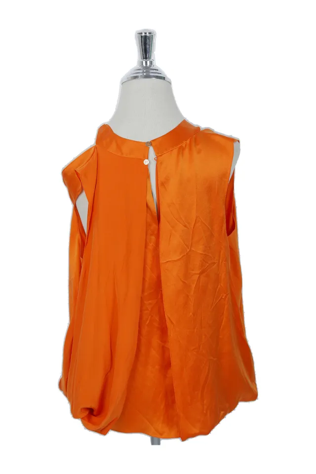 Maison Rabih Kayrouz Tangerine Orange Silk Top